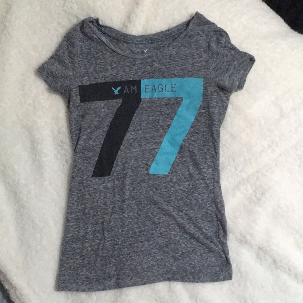 Grey and blue American Eagle T-shirt